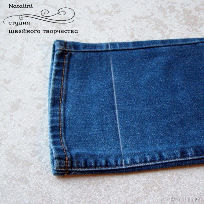 Укорачивание джинсов с сохранением вареного  края