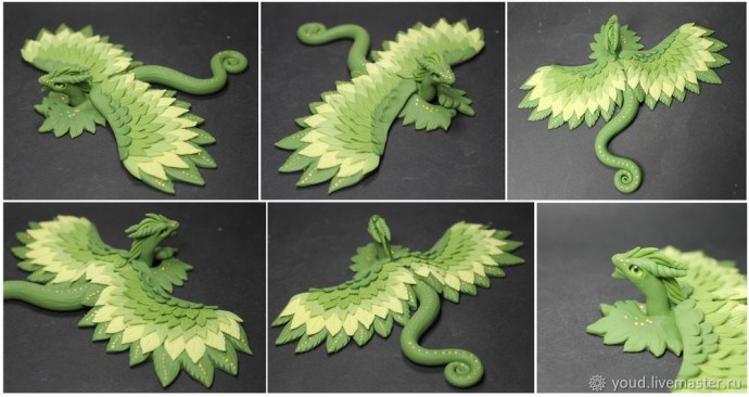 Цветочный дракон из полимерной глины
