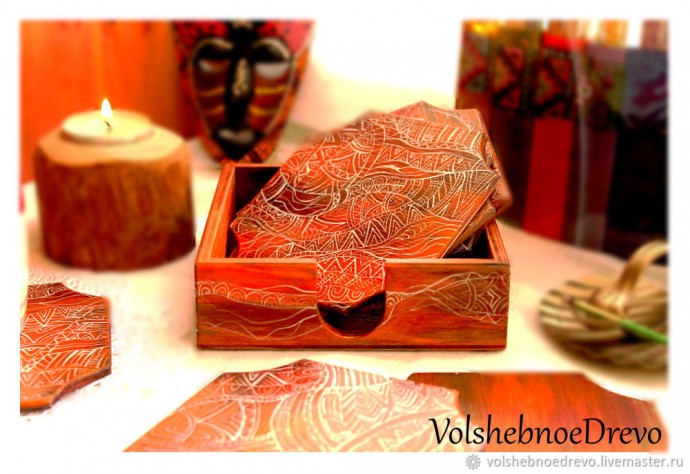 Расписываем подставки под горячее в этно-стиле