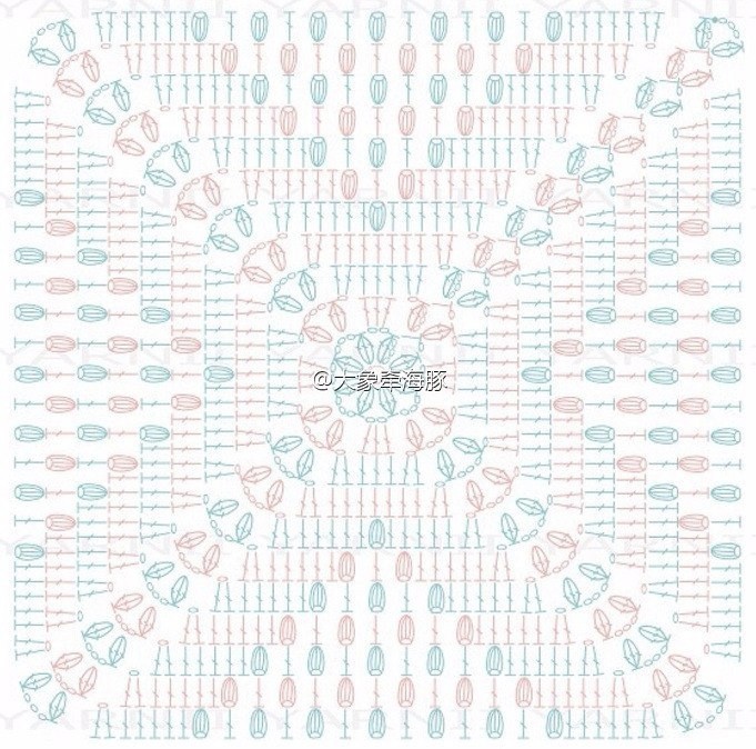 Схема большого мотива для вязания пледа или покрывала