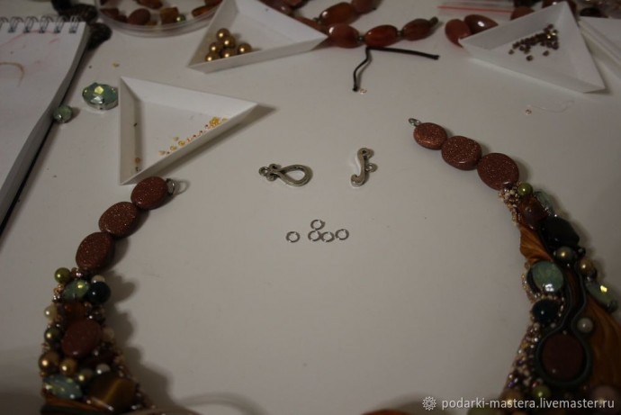 Создание колье с лентой шибори