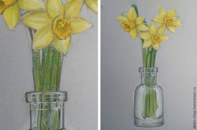 Передаем пастелью прозрачность стекла