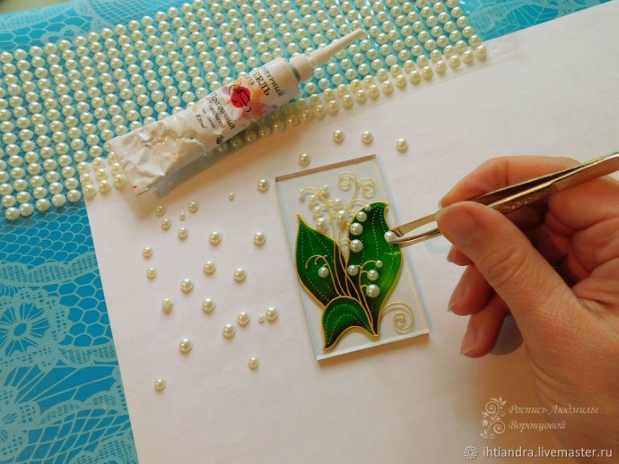 Витражный фонарь с ландышами