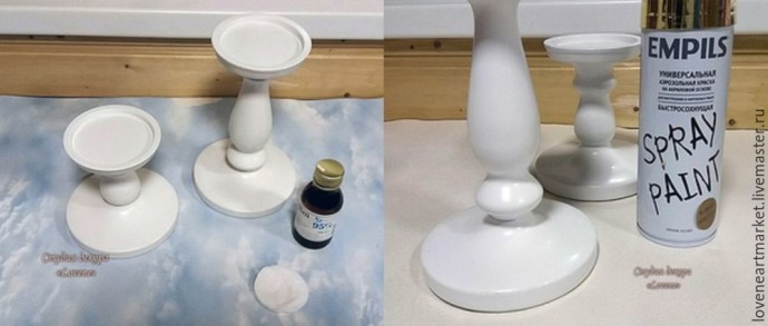 Декорируем подсвечники меловой краской