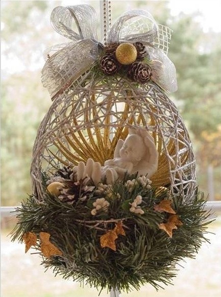 Поделки из ниток и клея к Новому году