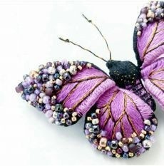 Красивые вышитые брошки-бабочки