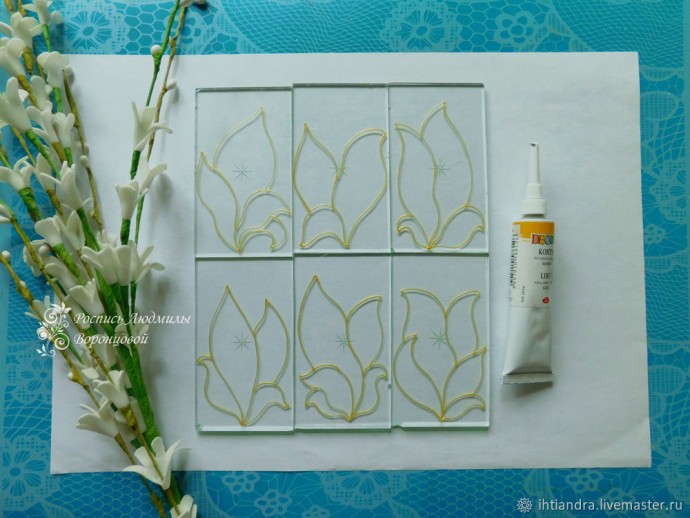Создаём витражный фонарик с весенними ландышами: часть 1