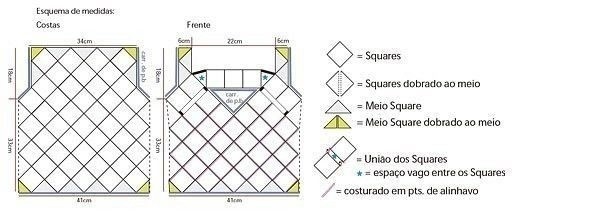 Необычный топ из квадратных ажурных мотивов