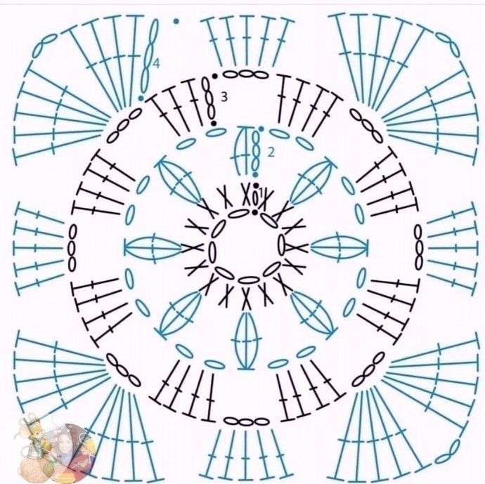 Разные квадратные мотивы крючком