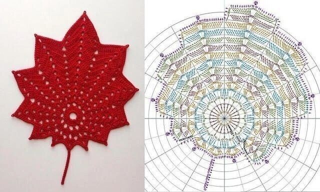 ​Красивые осенние листья крючком