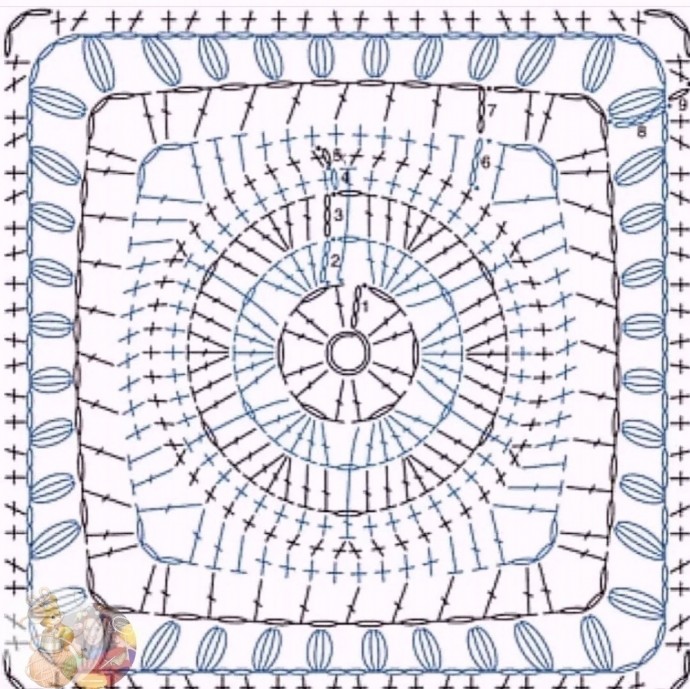 Разные квадратные мотивы крючком