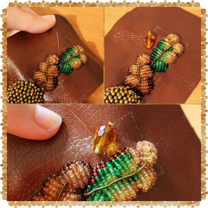 Арт-браслет "Осенняя красота" в технике объемной вышивки: часть 2