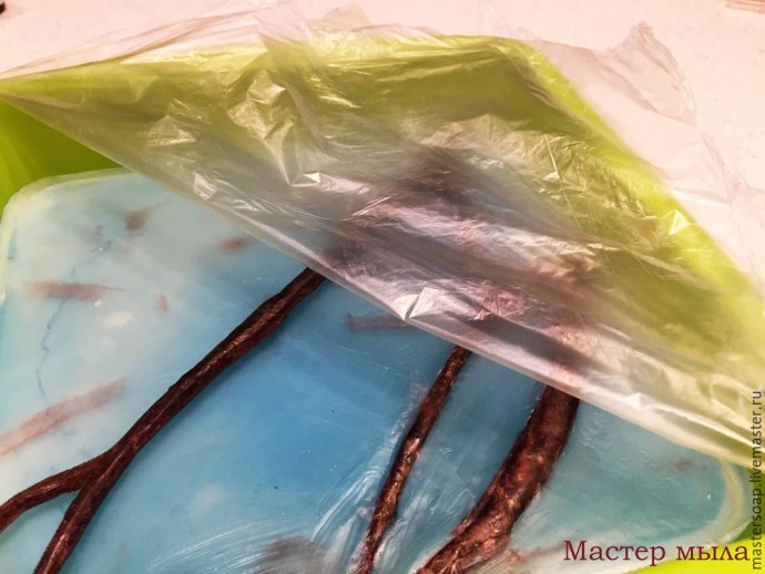 Мастер-класс по мыльной картине "Снегирь": часть 3