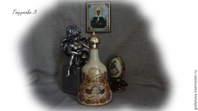 Мастер-класс: декор бутылки для святой воды в технике декупаж, часть 4