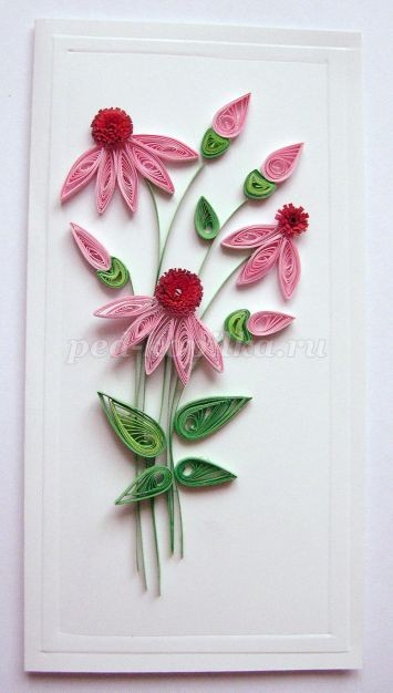 Открытка с эхинацеей в технике квиллинга: мастер-класс, часть 3