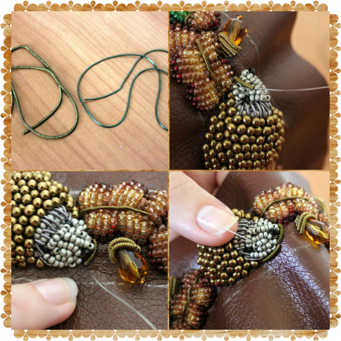 Арт-браслет "Осенний сюжет" в технике объемной вышивки: часть 1