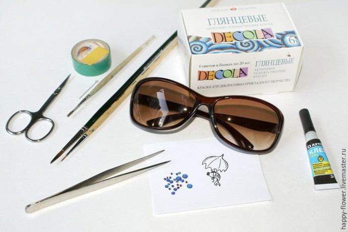 Декорируем солнечные очки росписью и стразами Сваровски