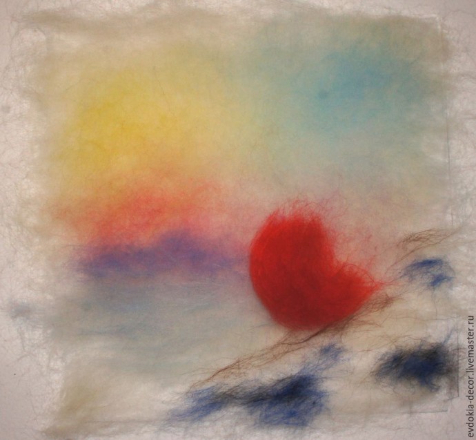 Создаем картину "Снегирь" в технике шерстяная акварель: часть 1