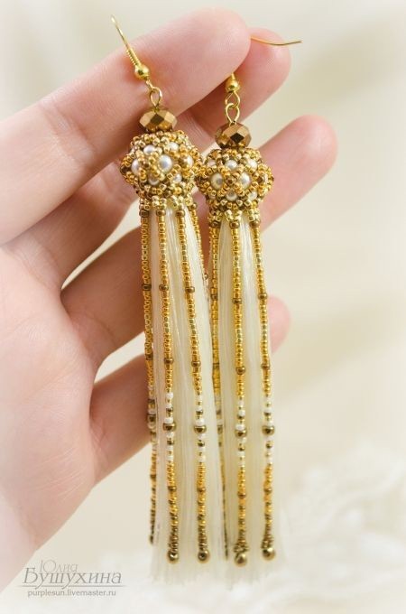 Красивые серьги из нитей