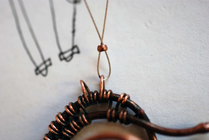 Процесс создания колье «Осенний пейзаж» из яшмы и медной проволоки: часть 5