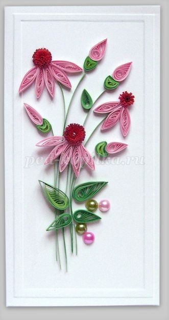 Открытка с эхинацеей в технике квиллинга: мастер-класс, часть 3