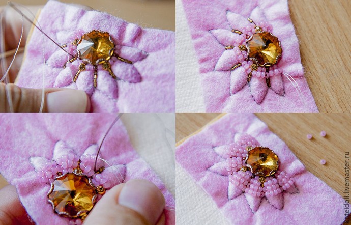 Делаем осеннюю брошь "Георгина" в технике объемной вышивки