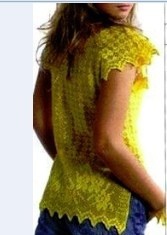 Желтая блузка филейным узором