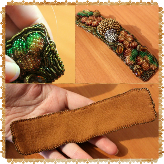 Арт-браслет "Осенняя красота" в технике объемной вышивки: часть 4