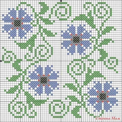 Вышивание васильков