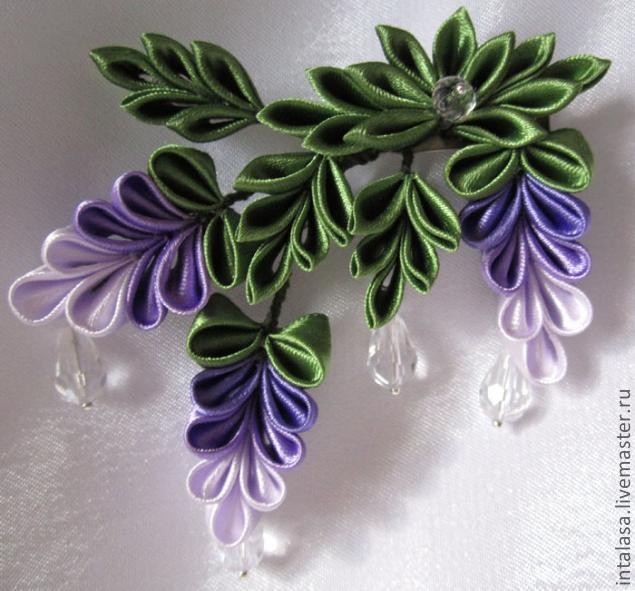 Сборка веточки в технике канзаши