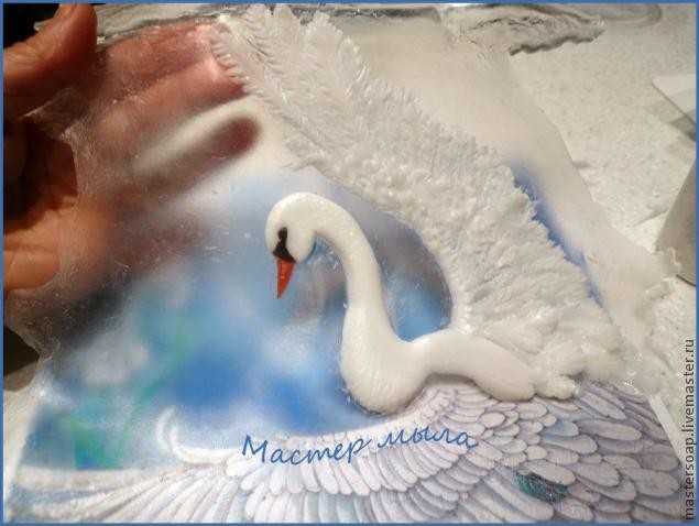 Мастер-класс по созданию мыльной картины "Белый лебедь": часть 3