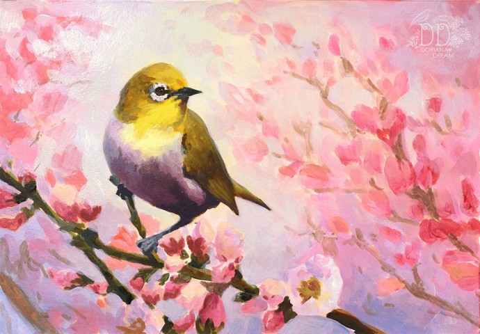 Урок рисования акриловыми красками: рисуем "Белоглазку", часть 2