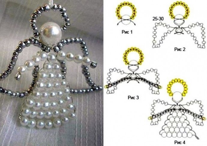 ​Рождественские ангелочки из бисера