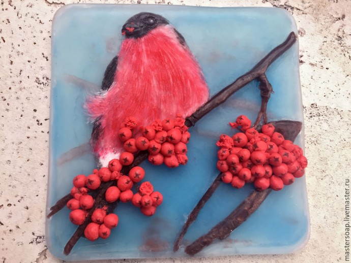 Мастер-класс по мыльной картине "Снегирь": часть 5