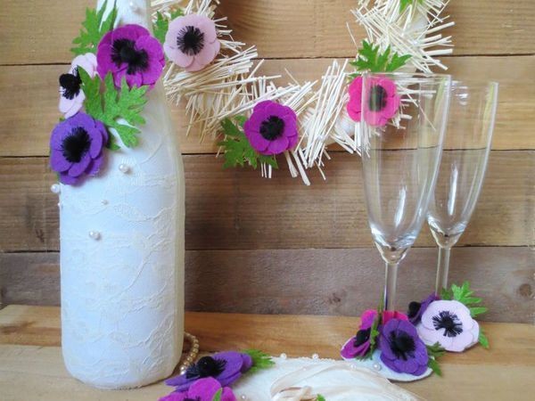 Декорируем аксессуары изящными анемонами и нежным кружевом к свадьбе: часть 2