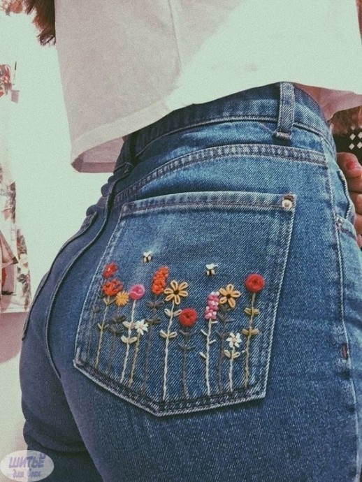 Идеи вышивки джинсов
