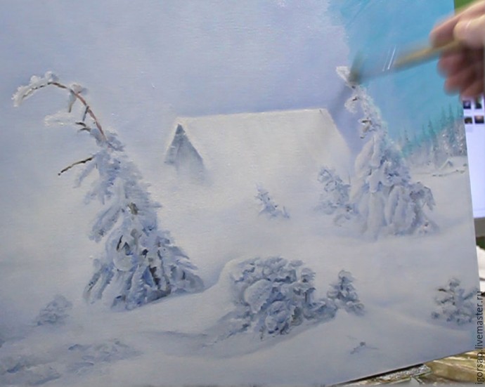 Пишем зимний пейзаж "Метелица"