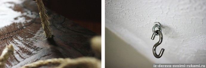 Подвешенная полка из спила