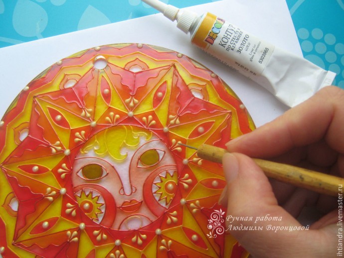 Создаём витражное солнышко: часть 2