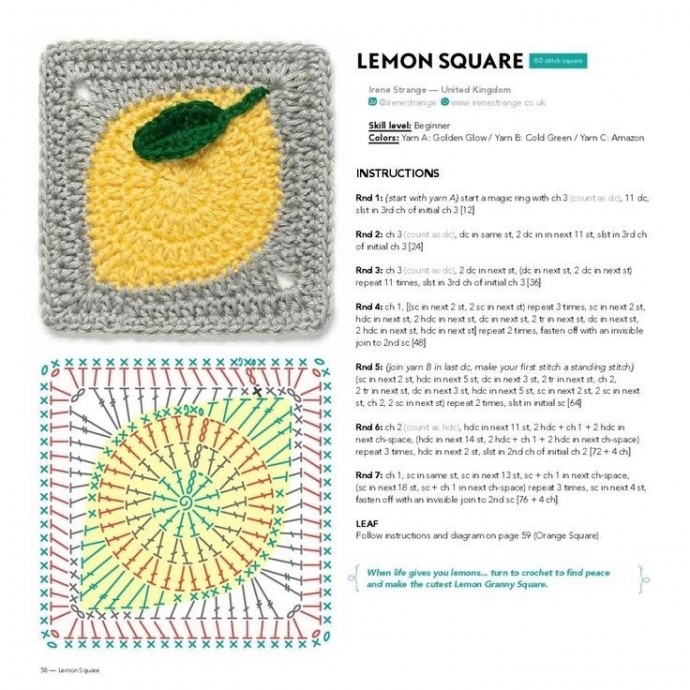 Лимонный плед крючком