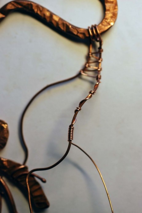 Процесс создания колье «Осенний пейзаж» из яшмы и медной проволоки: часть 2