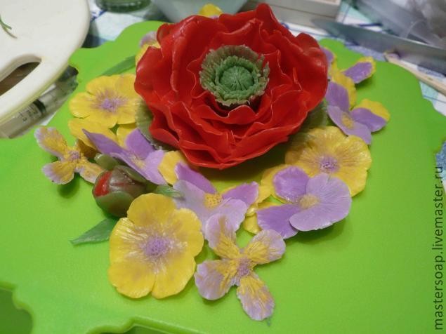Мастер-класс мыльного букета "Цветочная поляна": часть 2
