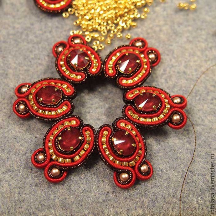 Делаем сутажную брошь "Аленький цветочек": часть 3