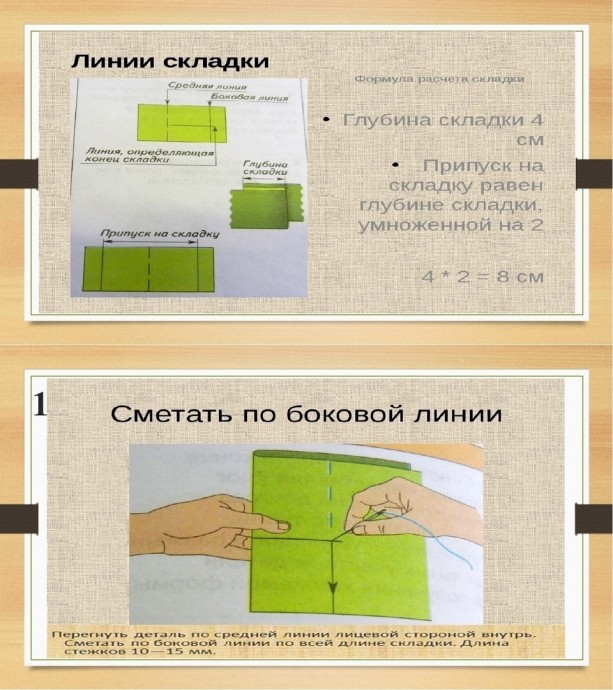 Виды складок и их обработка