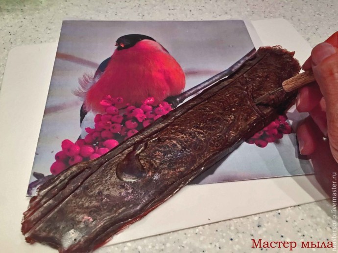 Мастер-класс по мыльной картине "Снегирь": часть 2