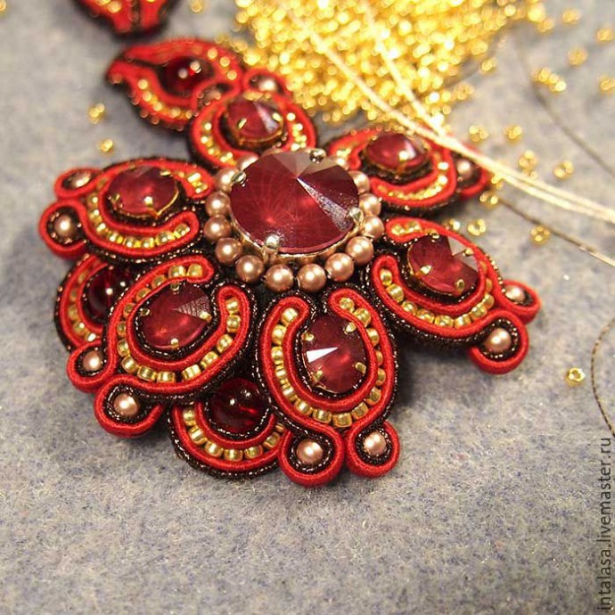 Делаем сутажную брошь "Аленький цветочек": часть 3