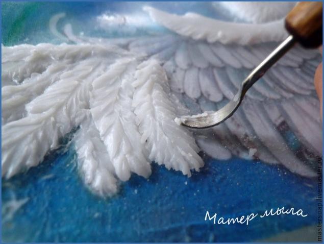 Мастер-класс по созданию мыльной картины "Белый лебедь": часть 3