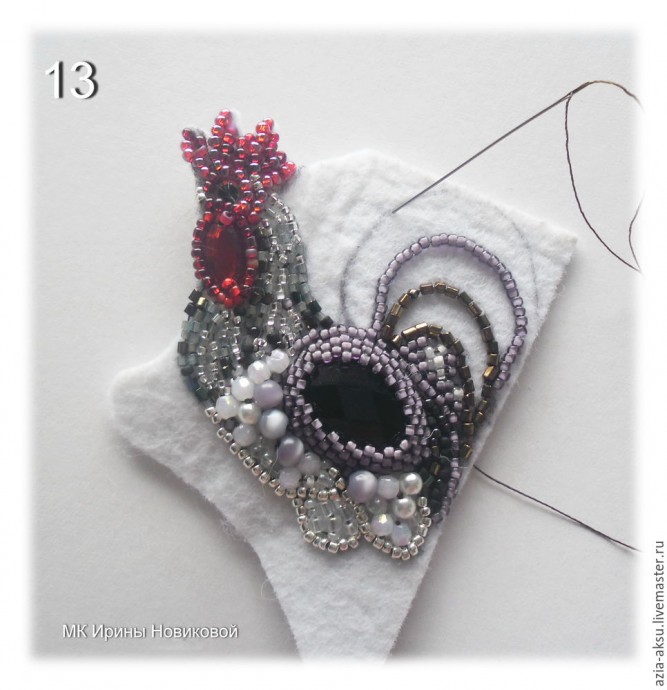 Вышиваем бисером петушка: часть 1