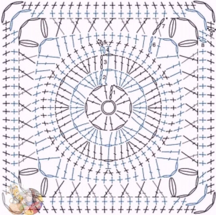 Разные квадратные мотивы крючком