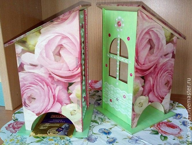 Декорируем чайный домик "Пионы" в технике декупаж файловым методом: часть 3